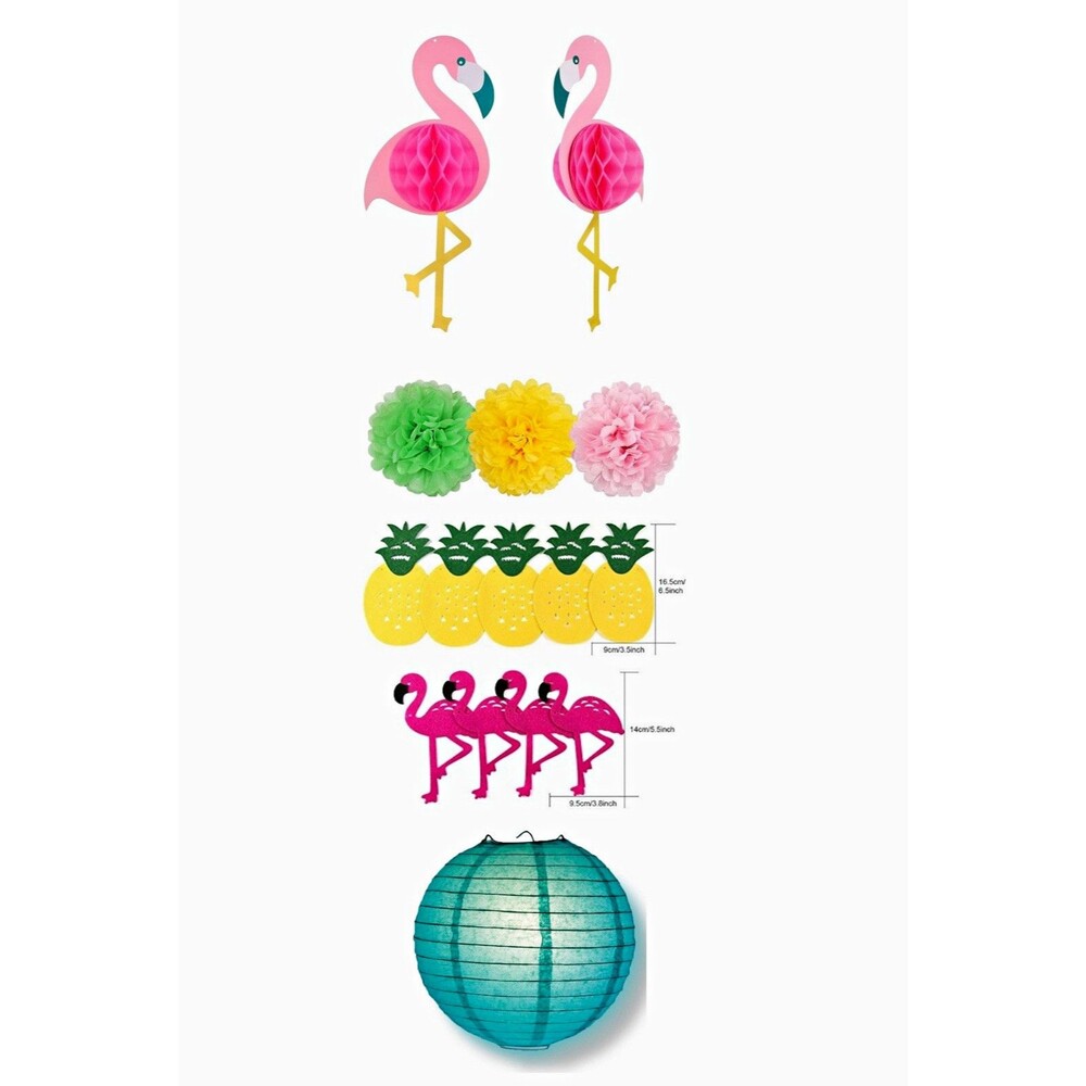 Tropical Flamingo Party Decoration Set Tissue Pom Poms Paper Lanterns Garland